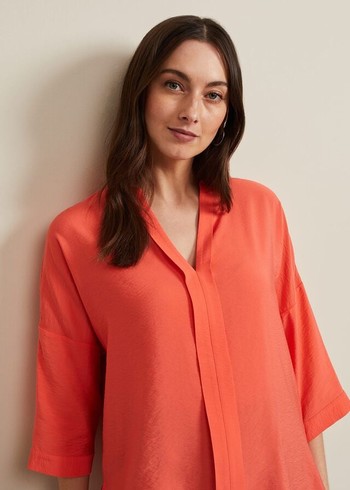 Phase Eight Cynthia Longline Shirts Coral Australia | UD9215760